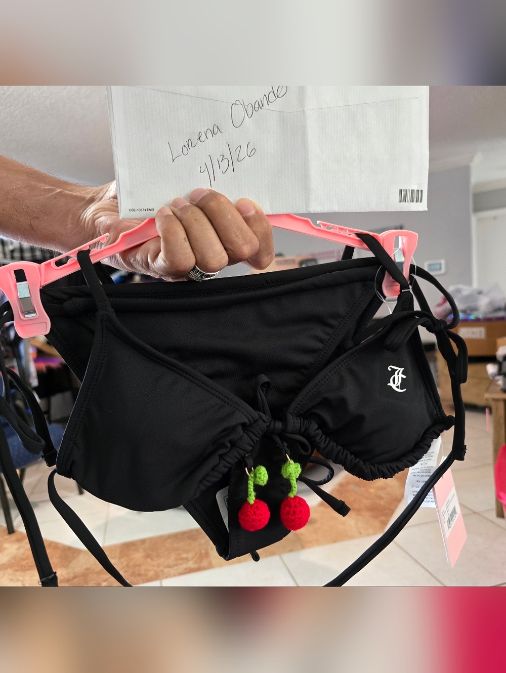 Juicy Couture Black Bikini With Dangling Cherries